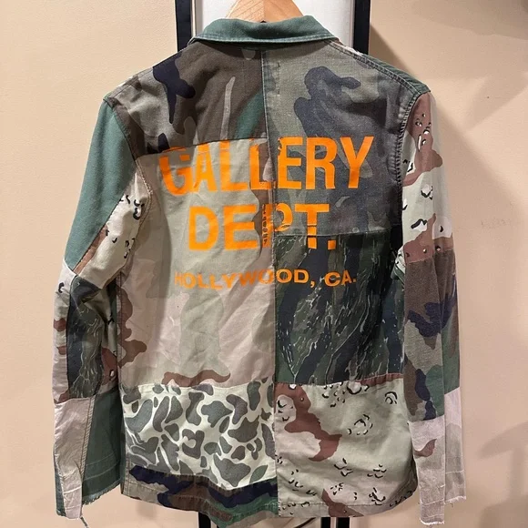 Gallery Dept Camo Print Patchwork Twill Button Up Shirt Jacket